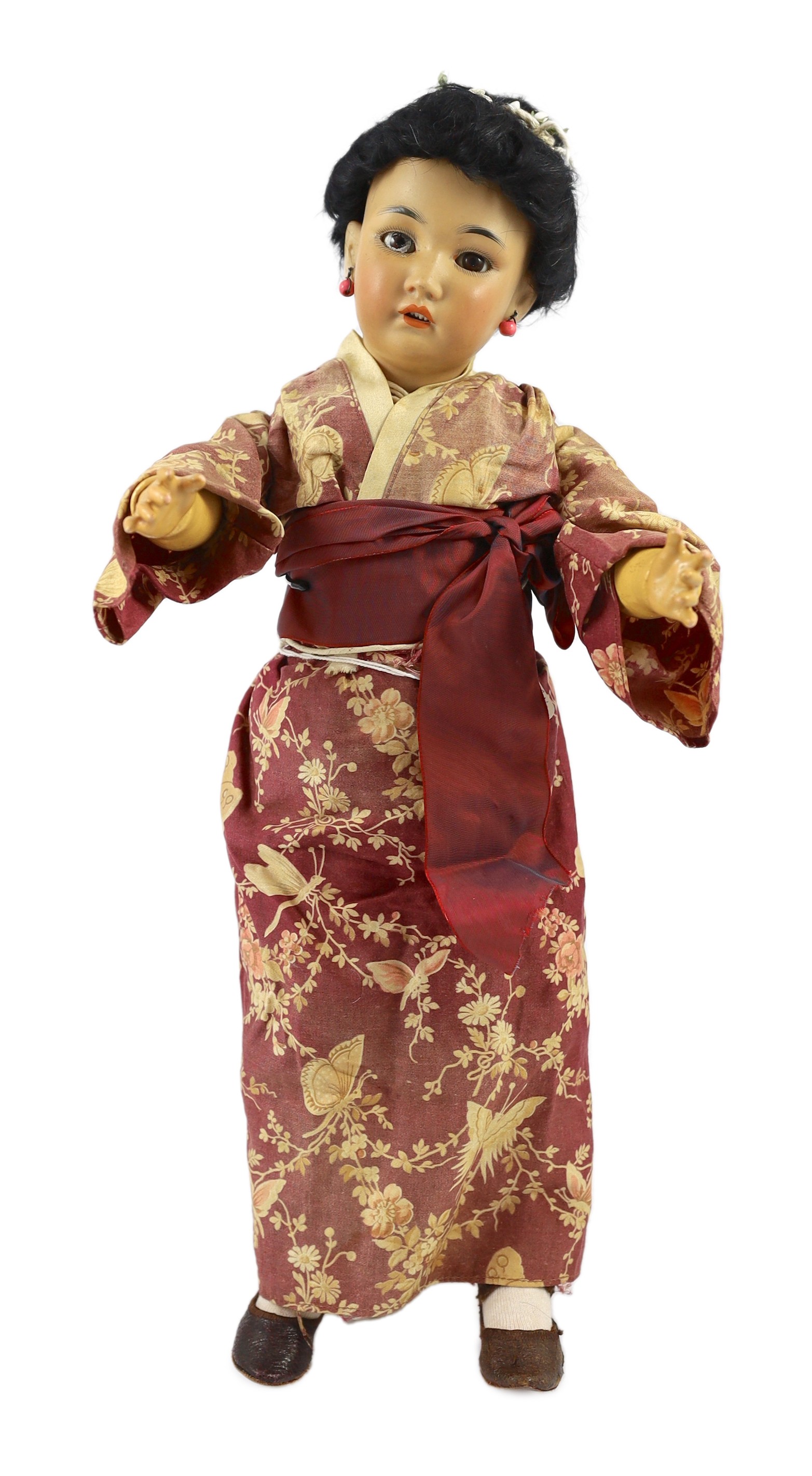 A Simon & Halbig bisque Oriental doll, German, circa 1910, 17.75in.